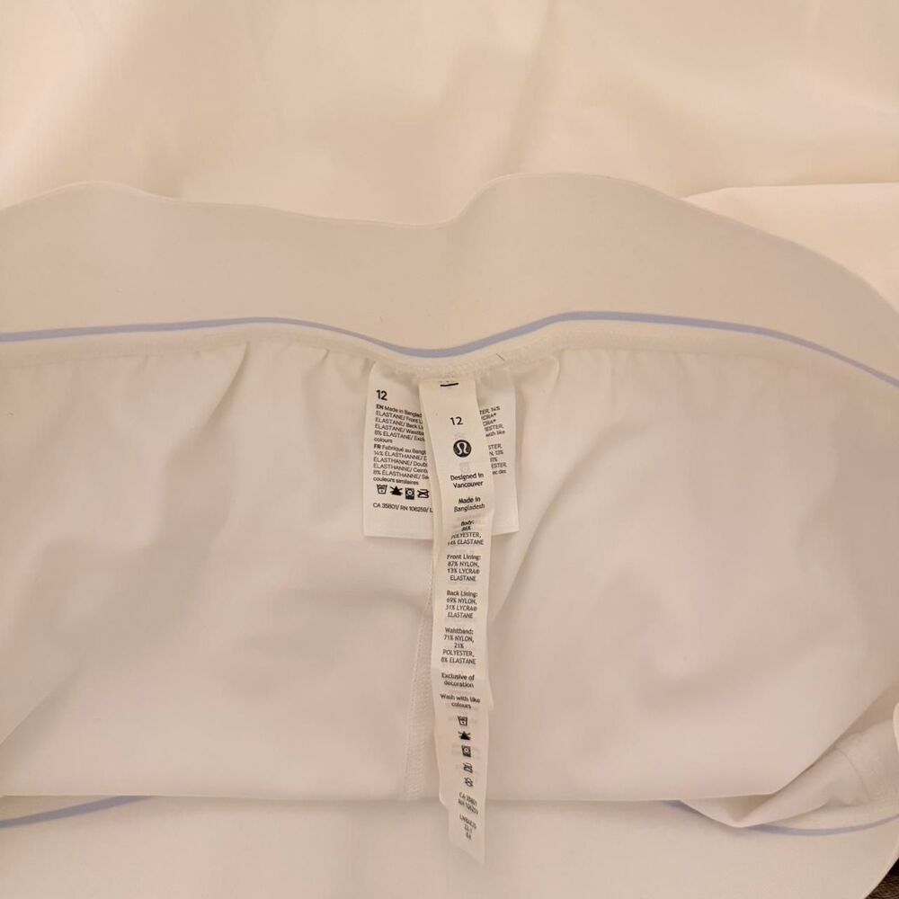 Lululemon Court Rival High-Rise Layered White Tennis Skirt Skort Size 12 - Picture 4 of 5